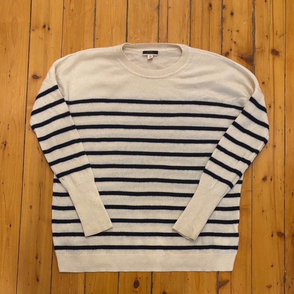 J. Crew Cashmere Oversized Striped Crewneck Sweater